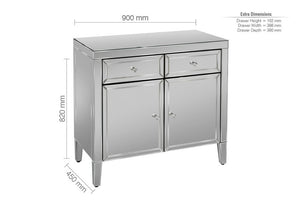 Birlea Valencia Mirrored Bevelled Glass 2 Drawer 2 Door Sideboard (6710371090606)