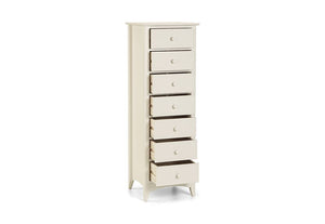 Julian Bowen Cameo Stone White Solid Pine 7 Drawer Tall Narrow Chest (5642185998502)