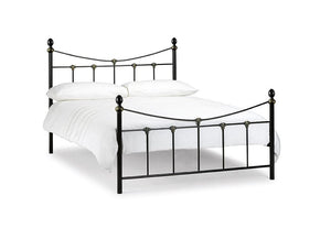 Julian Bowen Rebecca Satin Black & Stone White Metal Bed Single Double 5FT King (5644940640422)