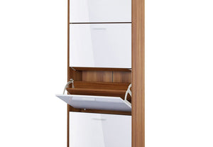 LPD Furniture Strand Black White & Grey High Gloss and Walnut 2 Drw Shoe Cabinet (6167988797614)