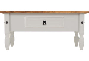 Seconique Corona Grey and White and Distressed Waxed Pine 1 Drw Coffee Table (5762068218022)