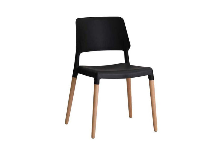 OSD Riva Black, Grey,White, Yellow Plastic & Beech Dining Dining Chair (Set of 2)
