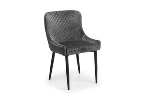 Julian Bowen Luxe Blue and Grey with Black Legs Dining Chair (5634010677414)