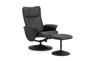 Julian Bowen Lugano Black Recliner and Stool (6570307322030)