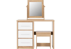 Seconique Seville Grey and White with Light Oak 3 Drawer Dressing Table Set (5769140338854)