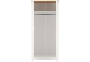 Seconique Ludlow Grey and White with Oak Lacquer 2 Door Wardrobe (5762500788390)