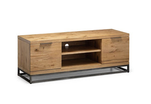 Julian Bowen Brooklyn Soild Oak 2 Cupboard 2 Shelf TV Unit (5801724313766)