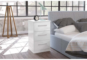 Lynx White Gloss Bedroom Furniture Wardrobe Chest Bedside by Birlea (6772085719214)