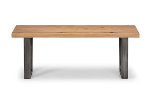 Julian Bowen Brooklyn Rustic Solid Oak & Gunmetal Bench (5801723330726)