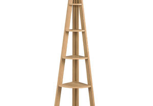 LPD Furniture Tiva White, Oak & Black Corner Ladder Shelving Unit (6167996203182)