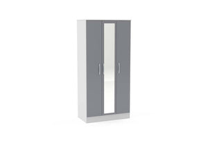 OSD Lynx High Gloss White and Grey Wardrobe (7582013030574)