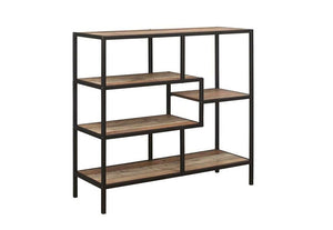 Birlea Urban Rustic Wood Effect with Black Metal Frame Wide Shelving Unit (5596190441638)