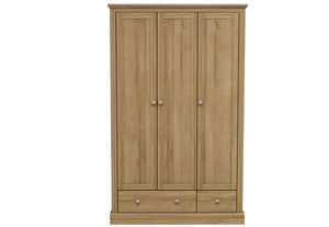 LPD Devon Oak/White, Oak/Charcoal & Oak 3 Door 2 Drawer Wardrobe (6169505267886)