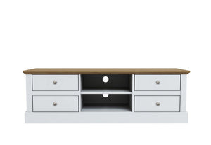 LPD Devon Oak/White, Oak/Charcoal & Oak 4 Drawer TV Unit (6169538101422)