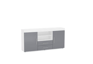 Birlea Edgeware Black Walnut &Black White White & Grey 2 Door 2 Drawer Sideboard (5600650068134)