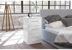 Birlea Lynx High Gloss 3 Drawer Bedside Table/ Nightstand/ Bedside Cabinet (5600283263142)