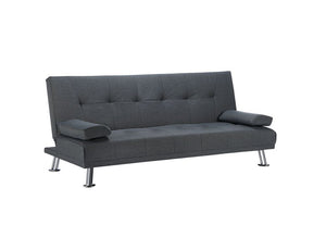 Birlea Logan Grey Polyester Buttoned Back 3 Seater Upholstered Fabric Sofa Bed (5596117794982)