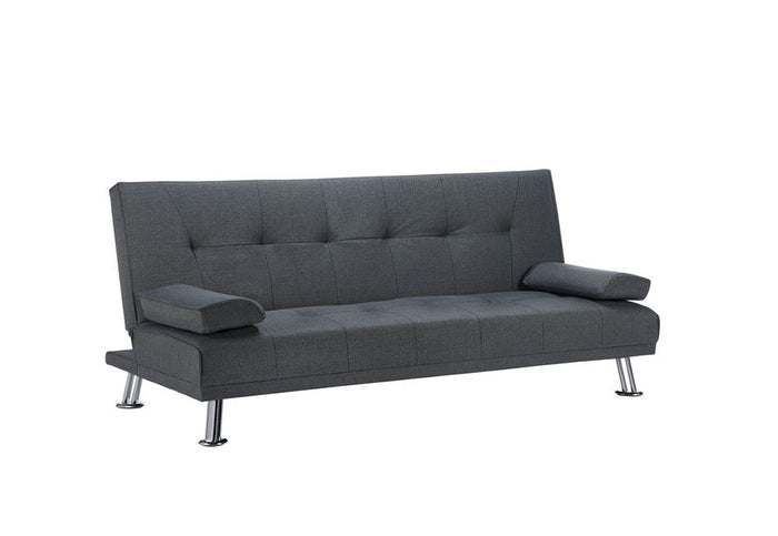 Birlea Logan Grey Polyester Buttoned Back 3 Seater Upholstered Fabric Sofa Bed
