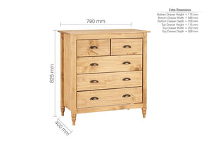 Birlea Pembroke Solid Pine 3 Over 2 Drawer Chest, 4 Dawer Chest & 6 Drawer Chest (5600474300582)