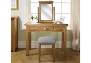 Birlea Woburn Oak Veneer Solid Oak 3 Drawer Dressing Table (5596126904486)