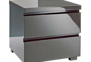 LPD Puro High Gloss White Charcoal Cream Stone 2 Drw Nightstand/Bedside Cabinet (6167892000942)
