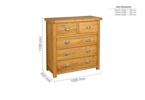 Birlea Woburn Oak/Oak Veneers 3 Over 2 Drawer,4 Drawer and 4 Over 3 Drawer Chest (5785513590950)