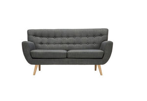 Birlea Loft Grey Buttoned Wing Back 3 Seater 2 Seater Upholstered Fabric Sofa (5600597901478)