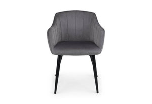 Julian Bowen Hobart Scalloped Grey Velvet Dining Chair (7582875058350)