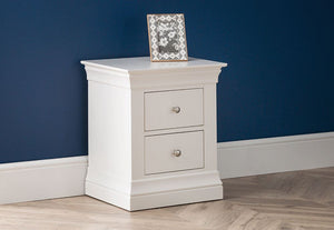 Julian Bowen Clermont White 2 Drw Bedside Table/Nightstand/Bedside Cabinet Chest (5801755639974)