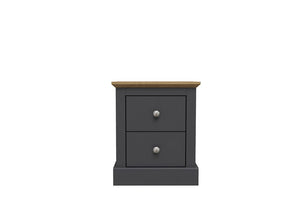 LPD Devon Oak/White, Oak/Charcoal & Oak 2 Drw Bedside Cabinet/Nightstand (6169152094382)