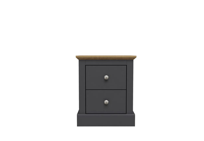 LPD Devon Oak/White, Oak/Charcoal & Oak 2 Drw Bedside Cabinet/Nightstand