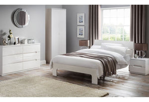 Julian Bowen Manhattan White High Gloss Wooden Bed 4FT6 Double 5FT King Size (5641732325542)