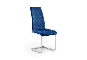 Julian Bowen Calabria Grey & Blue Velvet Cantilever Dining Chair (7582780752046)