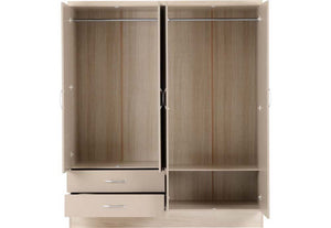 Seconique Nevada Grey, Oyster, Sonoma Oak & White 4 Door 2 Drw Mirrored Wardrobe (6541893009582)