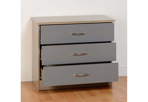 Seconique Nevada Grey, Oyster, Sonoma Oak and White 3 Drawer Chest (5774986772646)