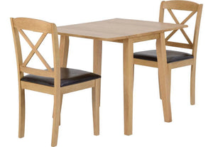 Seconique Mason Oak Varnish/Brown Faux Leather Dining Set (5719443898534)