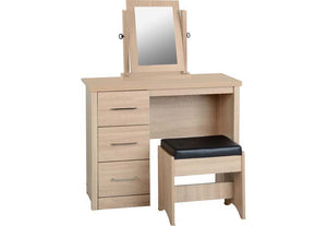 Seconique Lisbon Black Wood Grain 3 Piece Dressing Table Set with Mirror (5769081323686)