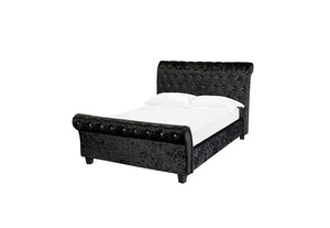LPD Isabella Black Silver Crushed Velvet Upholstered Fabric Bed Double King Size (6164078133422)