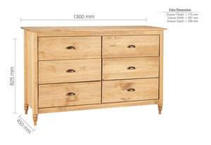 Birlea Pembroke Solid Pine 3 Over 2 Drawer Chest, 4 Dawer Chest & 6 Drawer Chest (5600474300582)