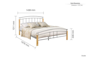 Birlea Tetras Beech & Silver Metal Bed Single, Small Double, Double and King (5597591830694)