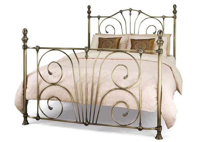 Serene Jessica Antique Brass Antique Nickel Metal Bed 4FT6 Double 5FT King Size
