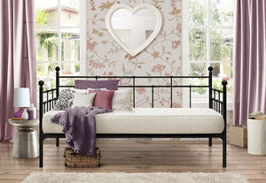 Birlea Lyon Black and Cream Metal Day Bed Frame with Comfort Care Mattress 3FT (5629804413094)