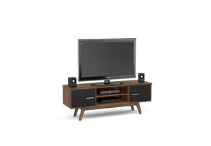 Birlea Shard Walnut & Black and White High Gloss TV Unit with Wooden Legs (5600642400422)