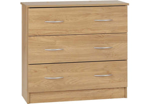 Seconique Bellingham Oak Veneer 3 Drawer Chest (5734011601062)