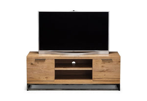 Julian Bowen Brooklyn Soild Oak 2 Cupboard 2 Shelf TV Unit (5801724313766)