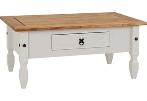 Seconique Corona Grey and White and Distressed Waxed Pine 1 Drw Coffee Table (5762068218022)