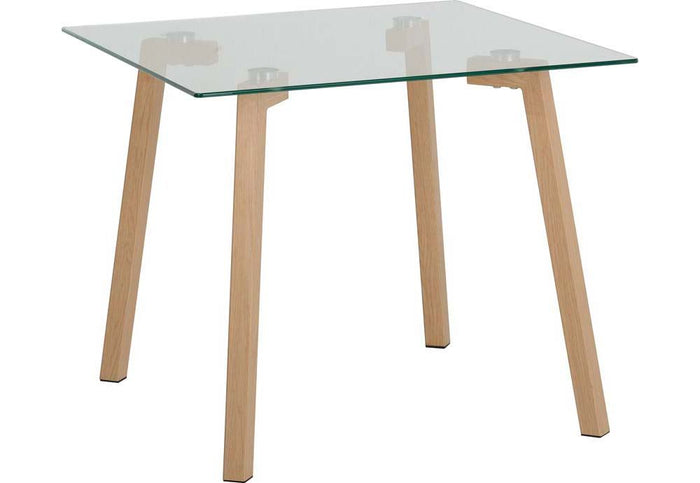 Seconique Morton Clear Glass with Oak Effect Veneer Lamp Table
