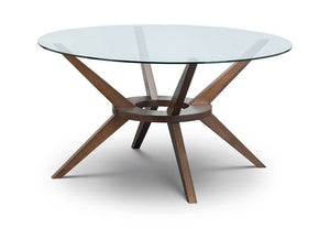 Julian Bowen Chelsea Walnut Large Round Glass Top Dining Table (5801654223014)