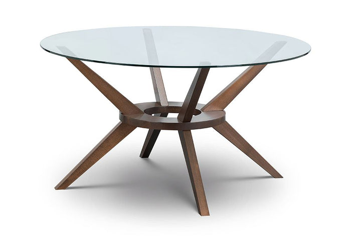 Julian Bowen Chelsea Walnut Large Round Glass Top Dining Table