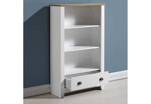 Seconique Ludlow White with Oak Lacquer Bookcase (5747483607206)
